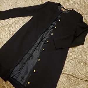 Long navy button-down coat